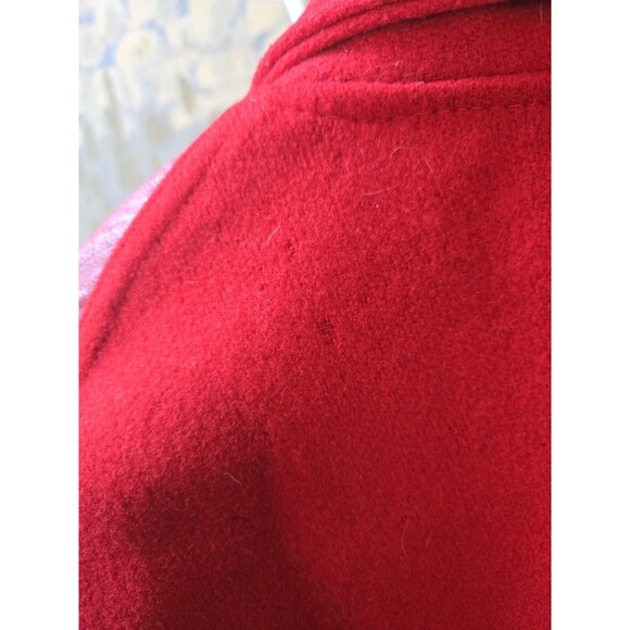 Vintage Men's Sz Large Red Varsity Letterman Leather Sleeves Bomber Jacket Coat - Picture 10 of 16